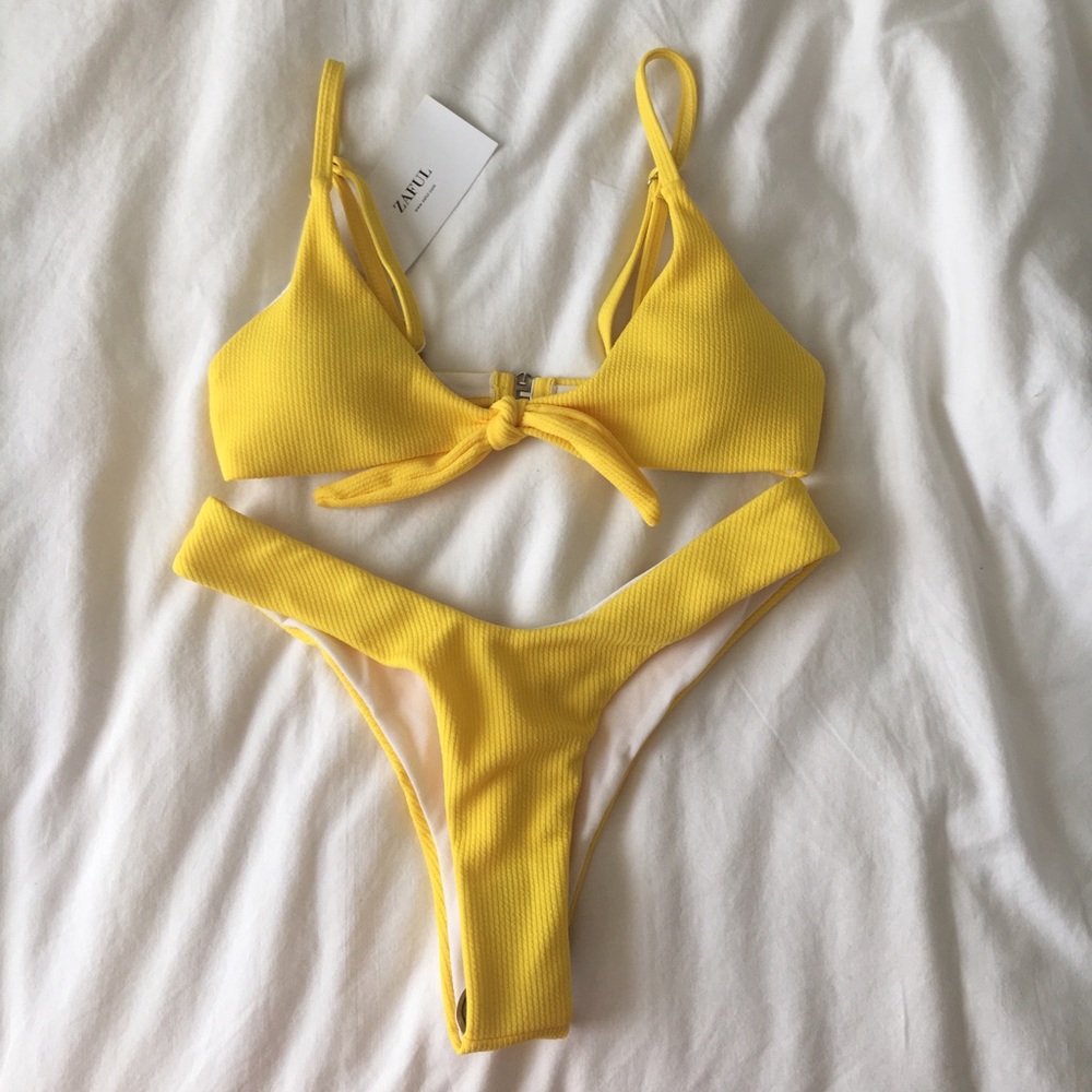 NEW WITH TAGS Zaful Yellow Bikini S